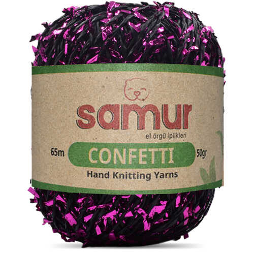 SAMUR,CONFETTİ 06 SİYAH.PEMBE