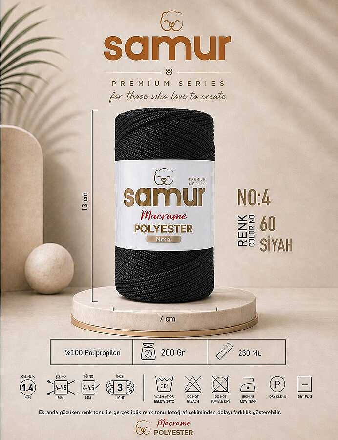 SAMUR,4 NO POLYESTER MAKROME 0060 SİYAH