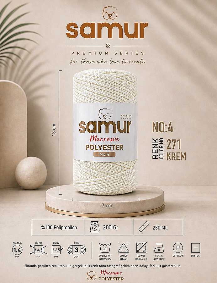 SAMUR,4 NO POLYESTER MAKROME 0271 KREM