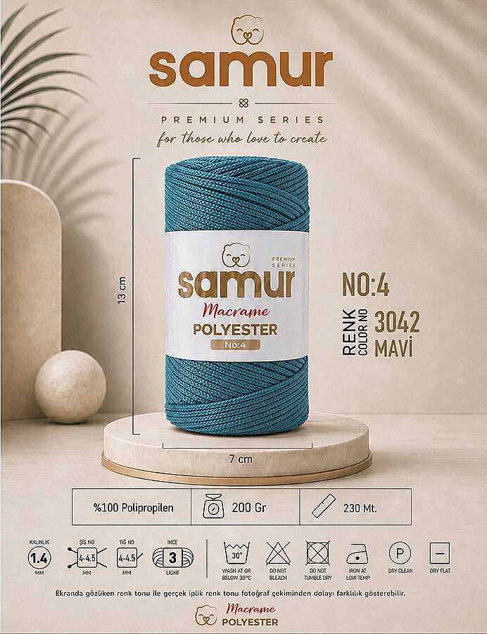 SAMUR,4 NO POLYESTER MAKROME 3042 MAVİ