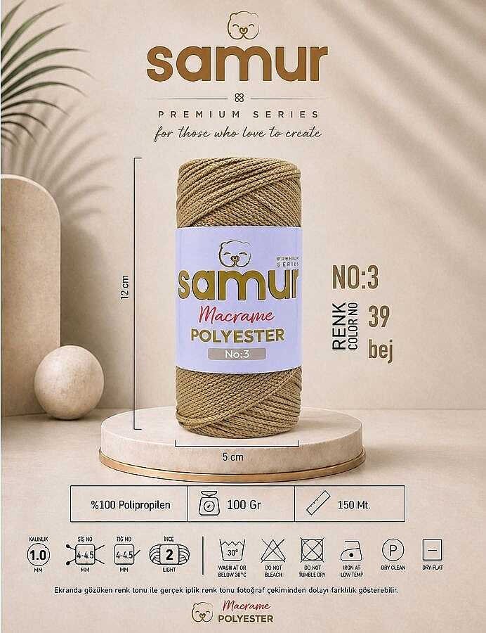 SAMUR,3 NO POLYESTER MAKROME 0039 BEJ