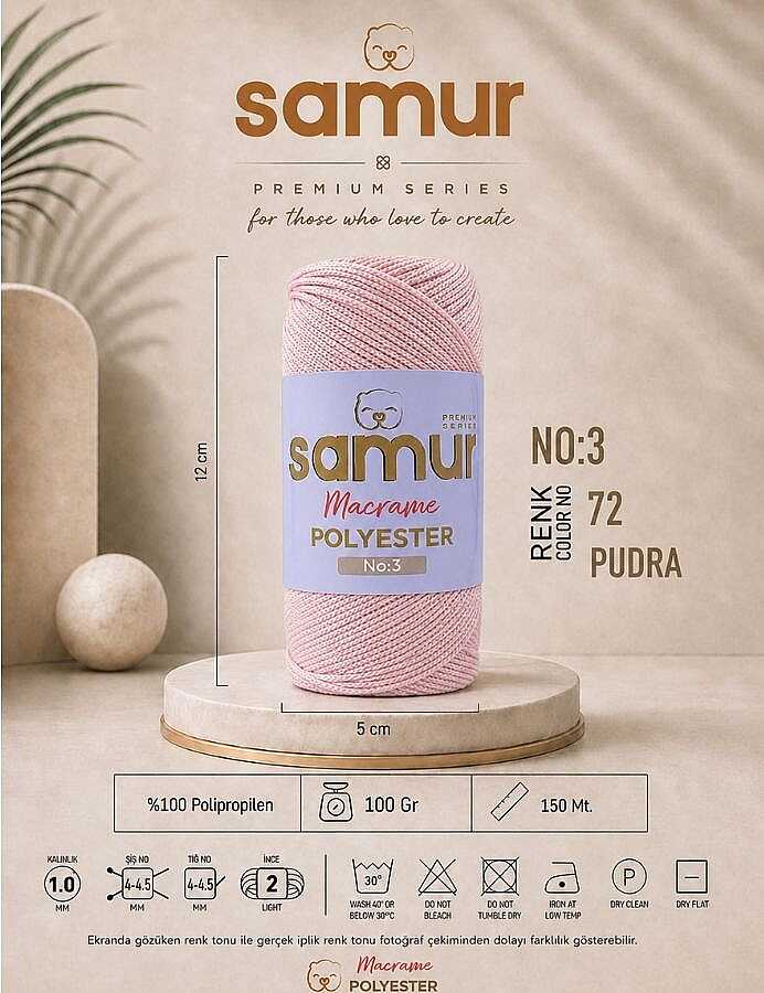 SAMUR,3 NO POLYESTER MAKROME 0072 PUDRA