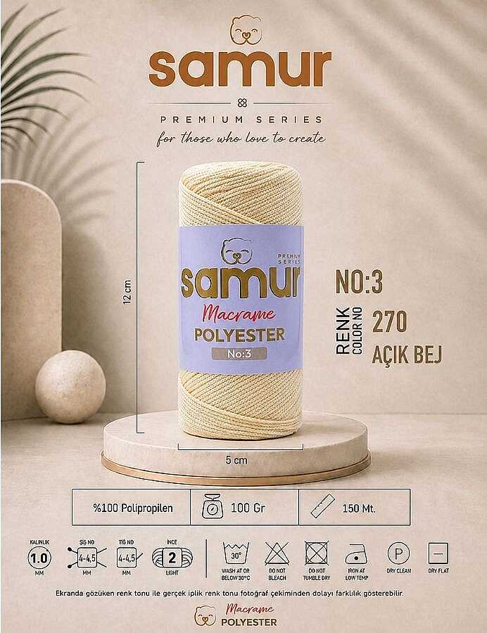 SAMUR,3 NO POLYESTER MAKROME 0270 AÇIK BEJ