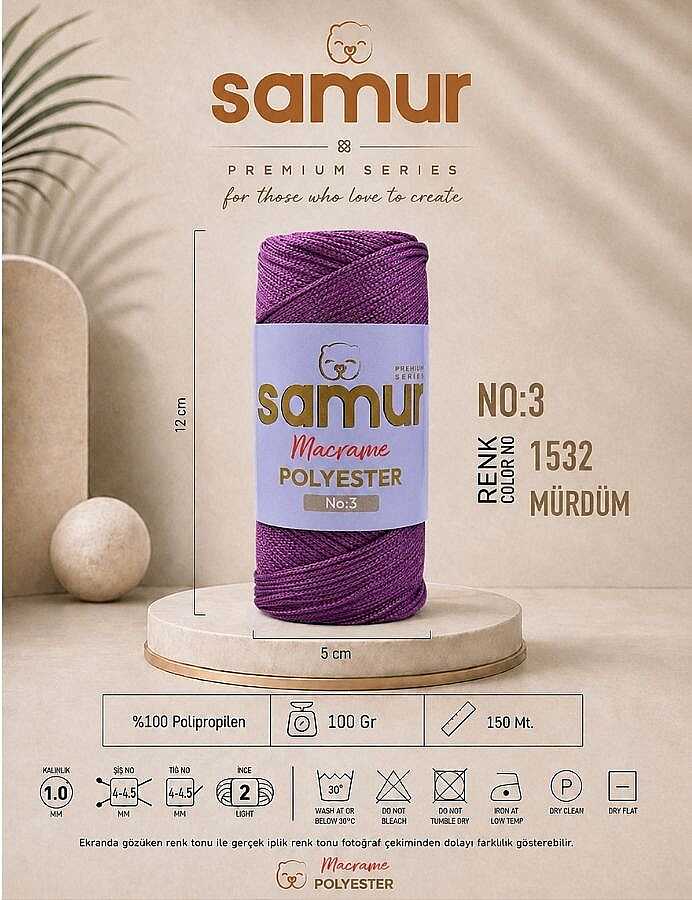 SAMUR,3 NO POLYESTER MAKROME 1532 MÜRDÜM
