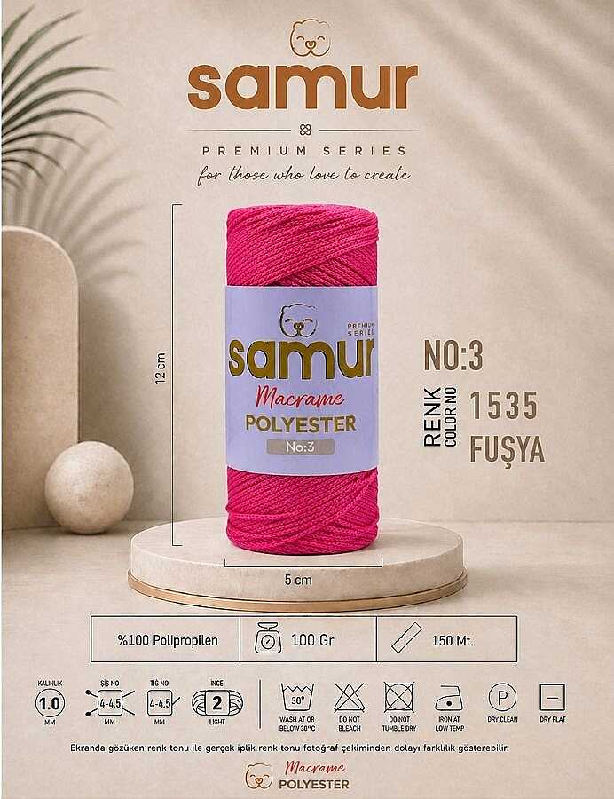 SAMUR,3 NO POLYESTER MAKROME 1535 FUŞYA