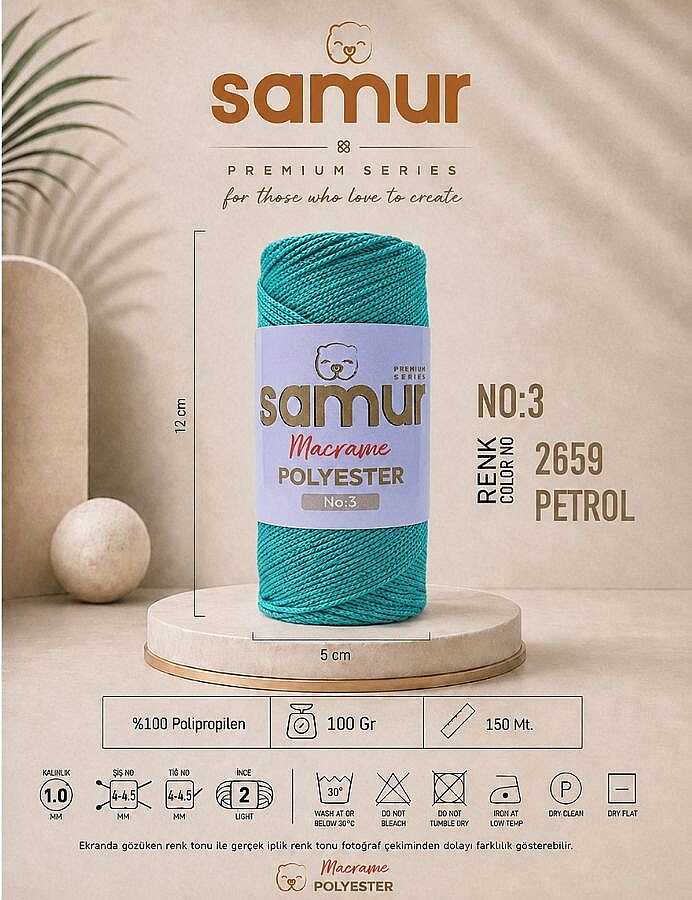 SAMUR,3 NO POLYESTER MAKROME 2659 PETROL