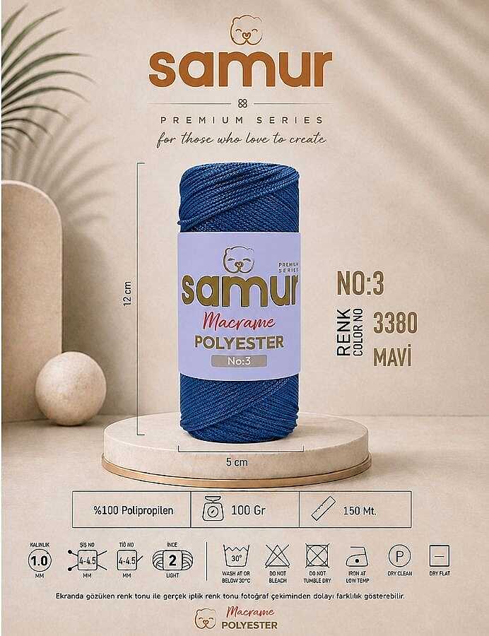 SAMUR,3 NO POLYESTER MAKROME 3380 MAVİ