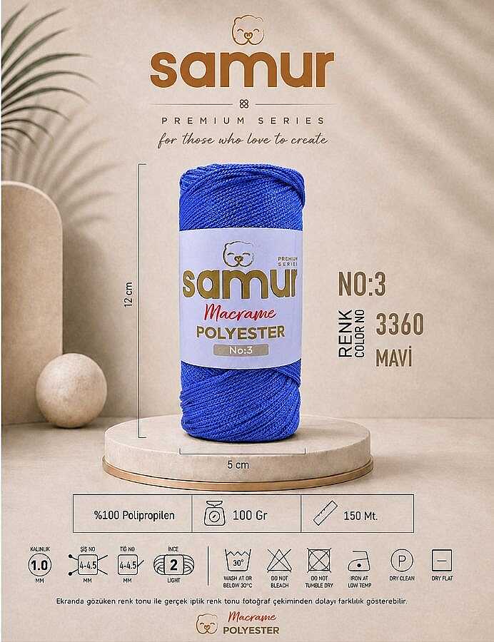 SAMUR,3 NO POLYESTER MAKROME 3360 MAVİ