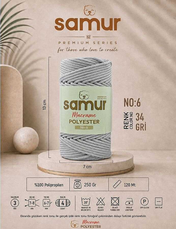 SAMUR,6 NO POLYESTER MAKROME 0034 GRİ