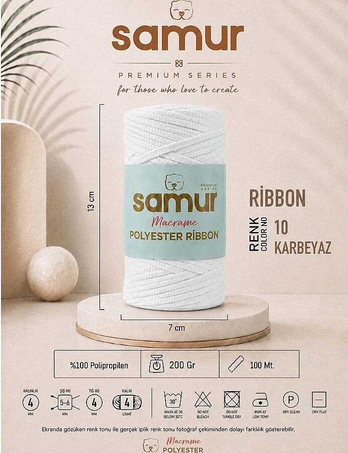 SAMUR,RİBBON POLYESTER MAKROME 0010 KARBEYAZ