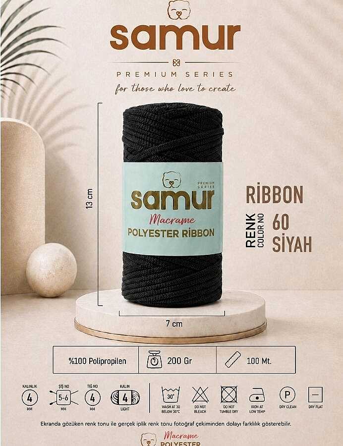 SAMUR,RİBBON POLYESTER MAKROME 0060 SİYAH