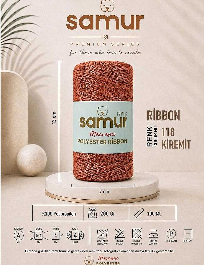 SAMUR,RİBBON POLYESTER MAKROME 0118 KİREMİT