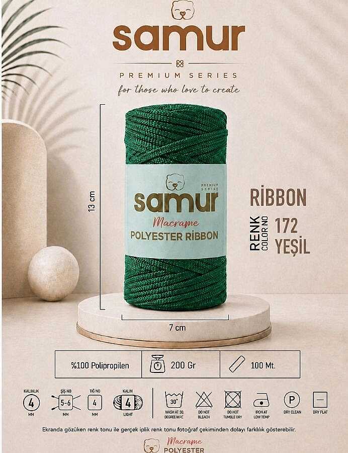 SAMUR,RİBBON POLYESTER MAKROME 0172 YEŞİL