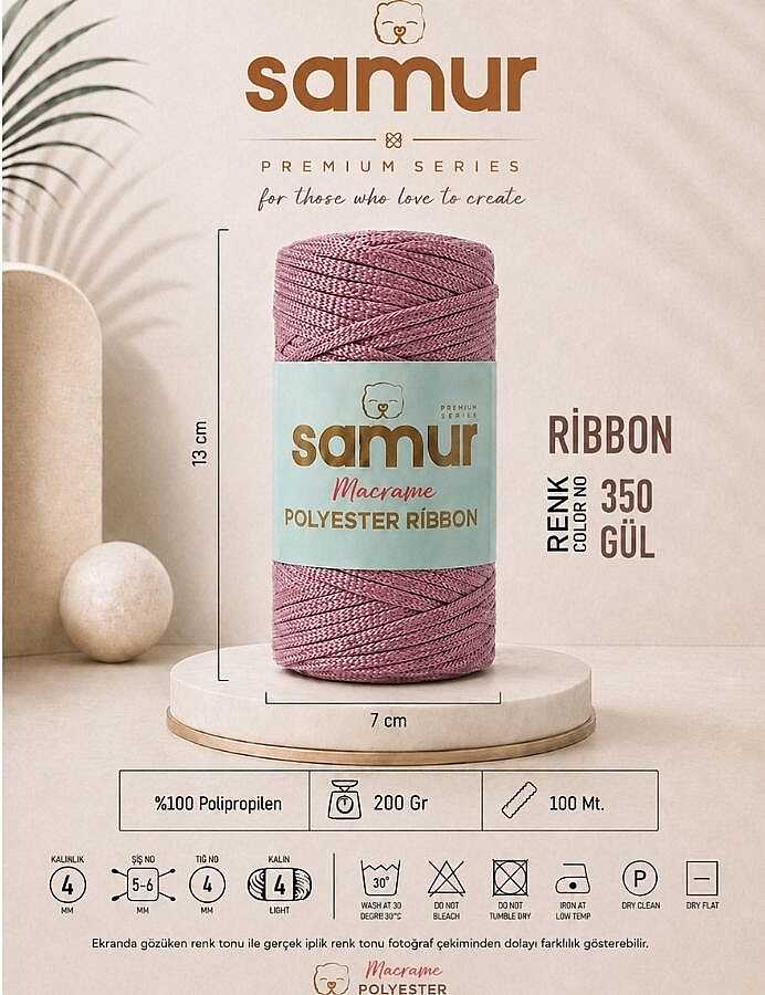 SAMUR,RİBBON POLYESTER MAKROME 0350 GÜL
