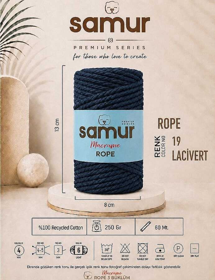SAMUR,ROPE 3 BÜKÜM MAKROME 19 LACİVERT